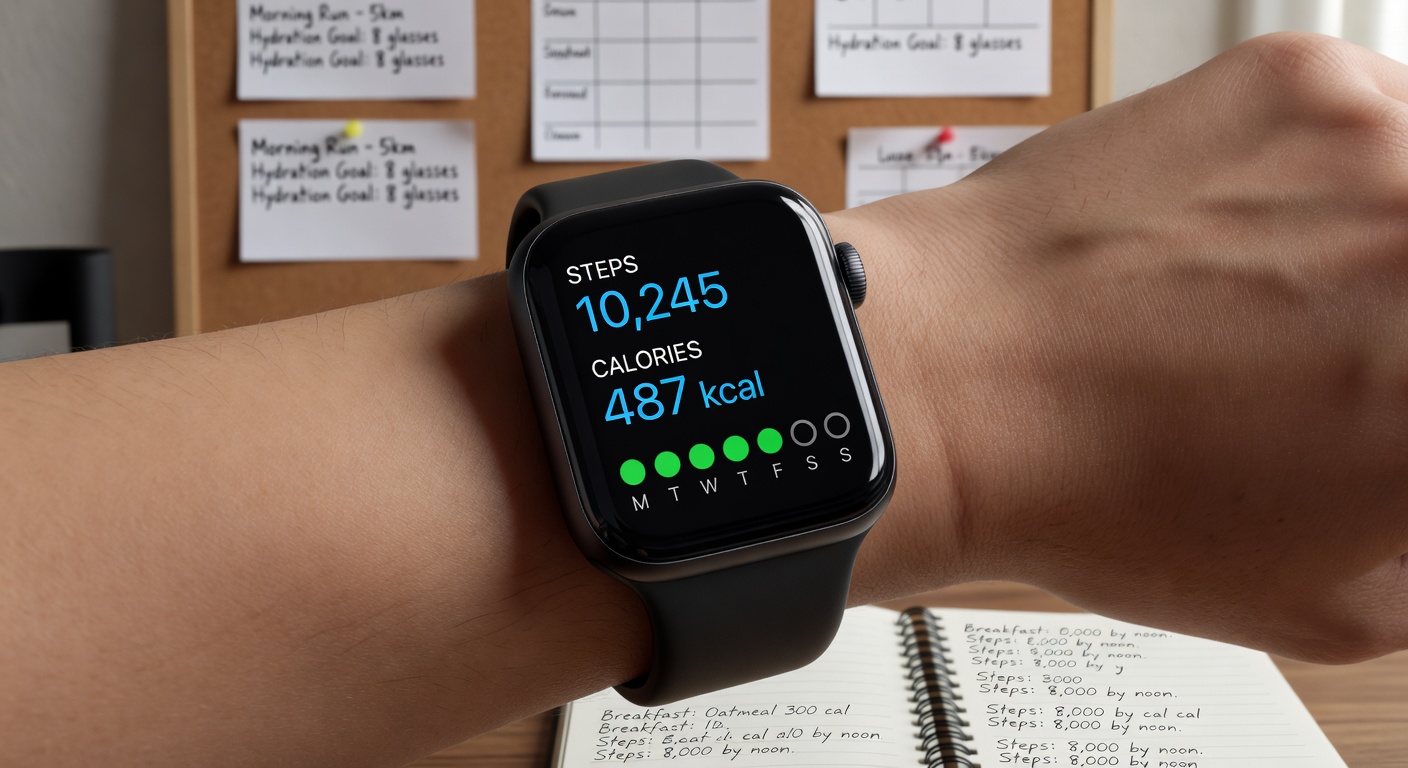 Wearable habit tracker device on wrist